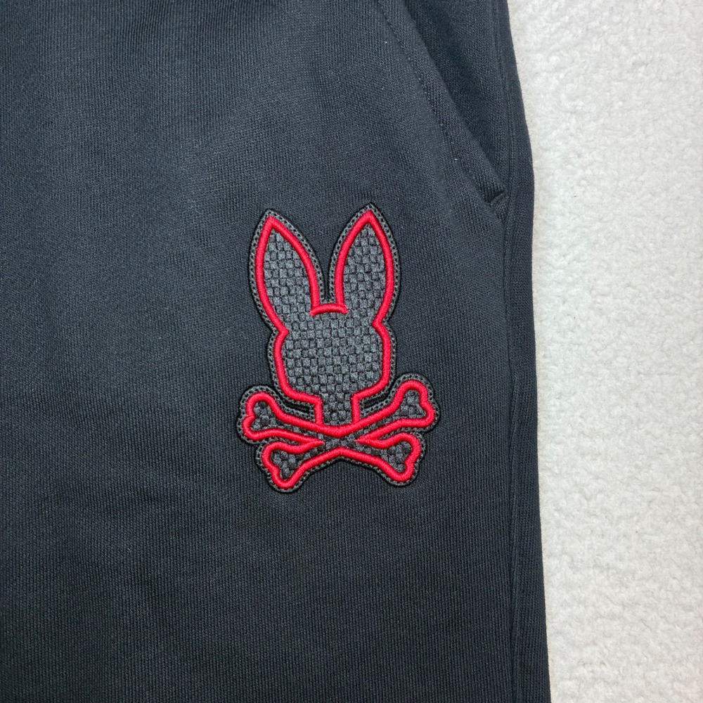 Psycho Bunny Joggers Men XLT Black Red Logo Sweatpants Drawstring Cotton Stretch - Picture 2 of 10